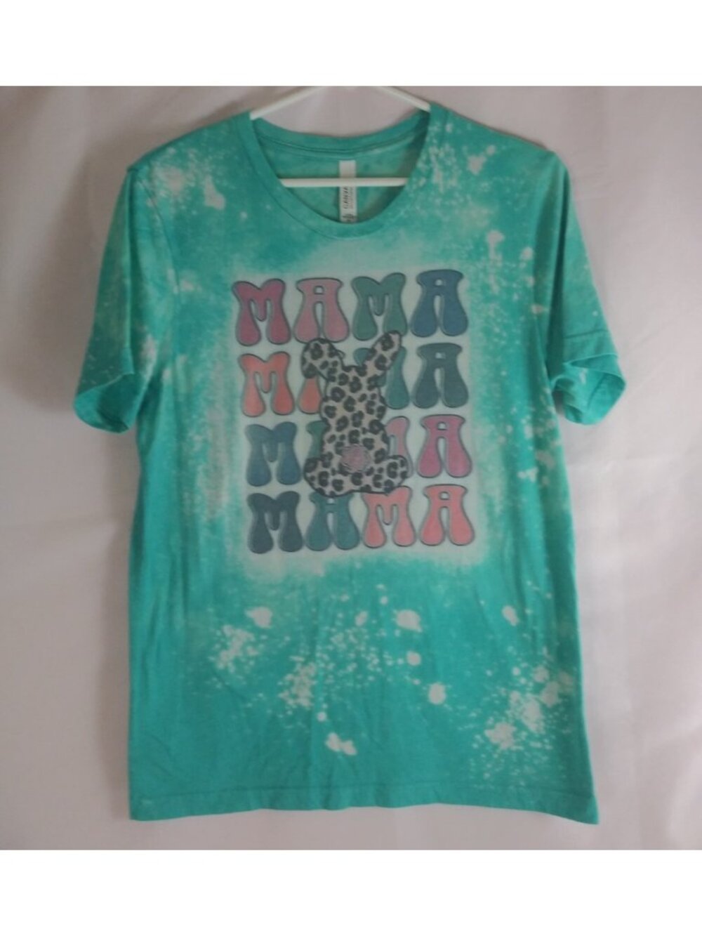 Bella+Canvas Women's Easter Bunny Mama Bunny Bleached Style T-Shirt Medium